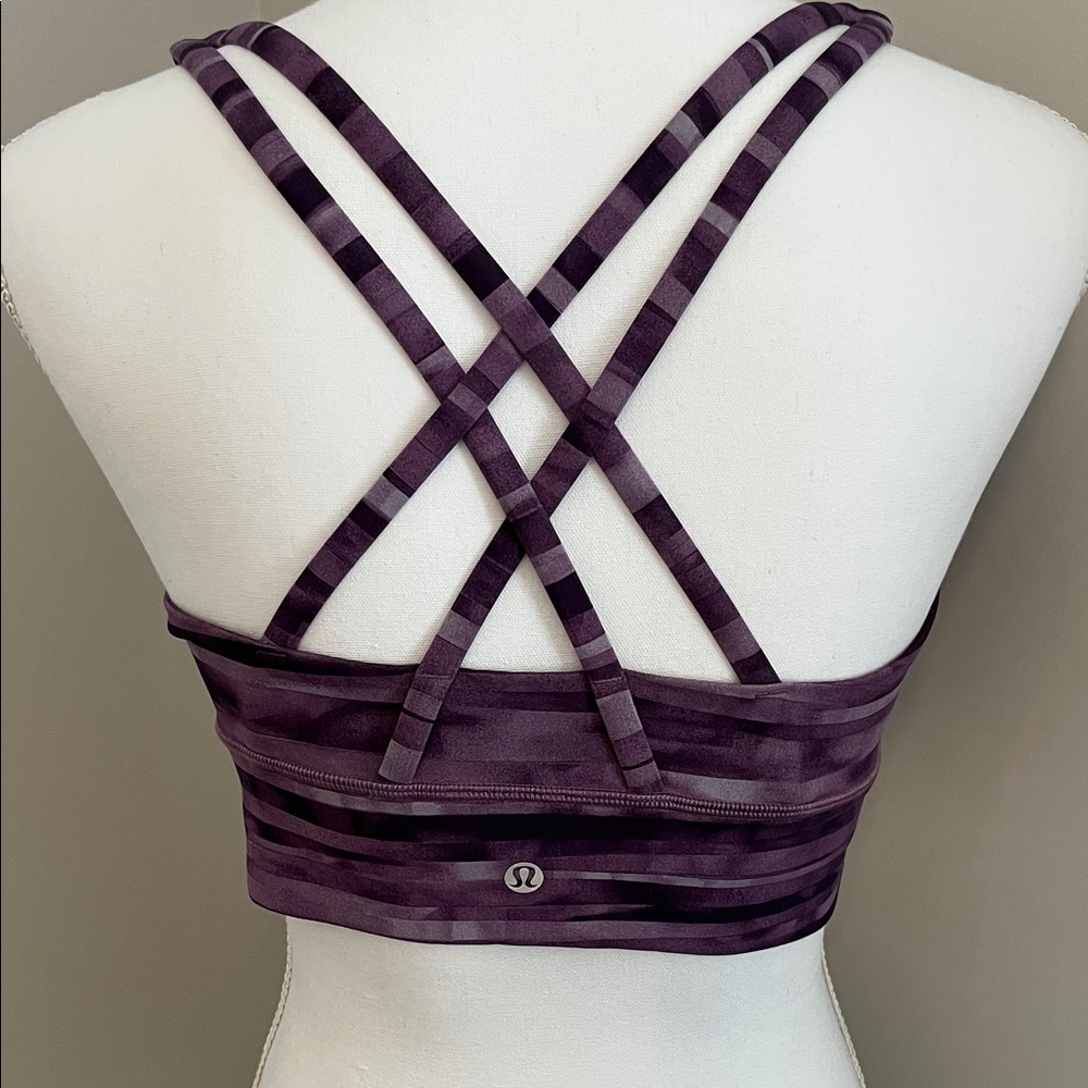 lululemon athletica Purple Striped Crisscross Sports Bra